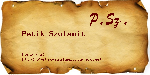 Petik Szulamit névjegykártya